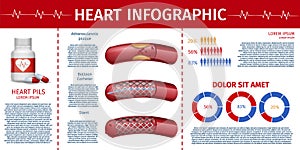 Statistic and Realistic Heart Infographic Banner