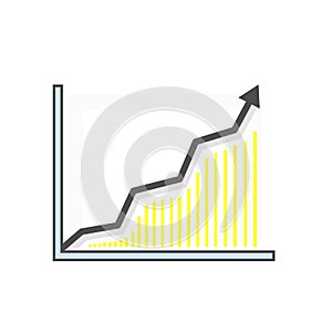 Statistical chart. The arrow rises and points upwards. Modern linear icon.