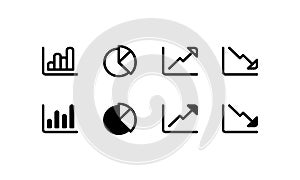 Statistical data icon represented from charts and graphs
