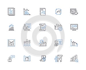 Statistical Methods line icons collection. Regression, Confidence interval, Hypothesis, Probability, Correlation