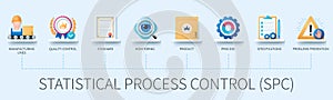 Statistical process control web vector infographics in 3d style