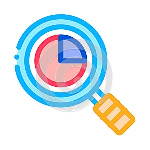 Statistician Magnifier Glass Icon Thin Line Vector