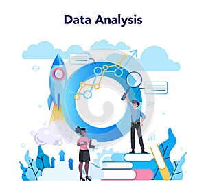 Statistician and statistic concept. Specialist working with data