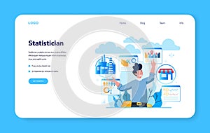 Statistician and statistic web banner or landing page. Specialist