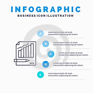 Statistics, Analysis, Analytics, Business, Chart, Graph, Market Line icon with 5 steps presentation infographics Background