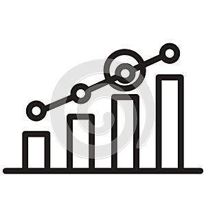 statistics, bar graph line isolated vector icon can be easily modified and edit