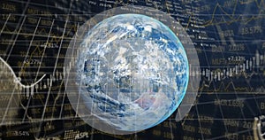 Statistics and charts over earth.