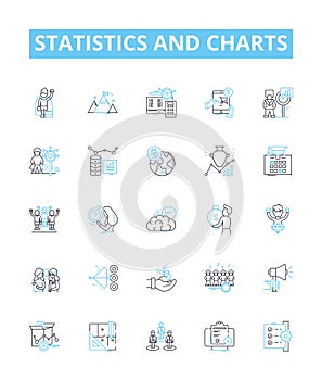 Statistics and charts vector line icons set. Statistics, Charts, Graphs, Plots, Histograms, Tables, Frequency