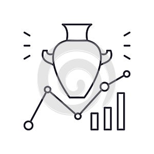 Statistics development icon, linear isolated illustration, thin line vector, web design sign, outline concept symbol