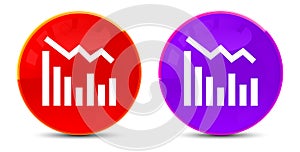 Statistics down icon glossy round buttons illustration