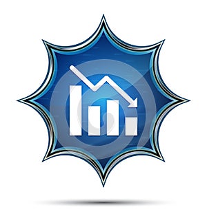 Statistics down icon magical glassy sunburst blue button