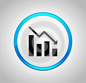 Statistics down icon round blue push button