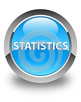 Statistics glossy cyan blue round button