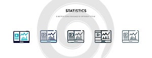 Statistics icon in different style vector illustration. two colored and black statistics vector icons designed in filled, outline