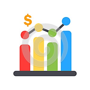 Statistics icon in flat style about marketing and growth for any projects