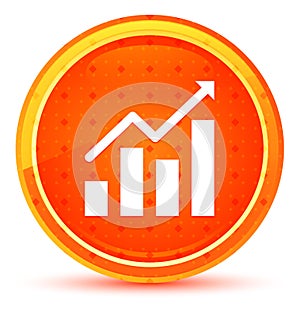 Statistics icon natural orange round button