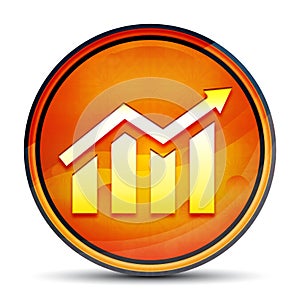 Statistics icon shiny bright orange round button illustration