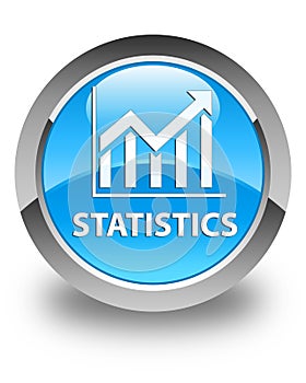 Statistics glossy cyan blue round button