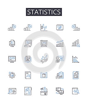 Statistics line icons collection. Probability Theory, Numerical Data, Quantitative Analysis, Metric System, Financial