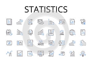 Statistics line icons collection. Probability Theory, Numerical Data, Quantitative Analysis, Metric System, Financial