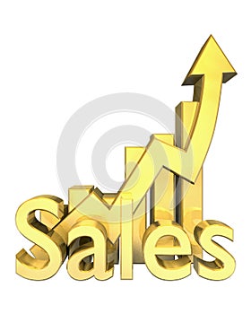 Statistics sales graphic in gold