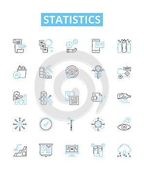 Statistics vector line icons set. Statistic, Analytics, Data, Variables, Probability, Distribution, Regression