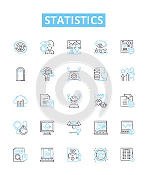 Statistics vector line icons set. Statistic, Analytics, Data, Variables, Probability, Distribution, Regression