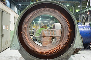 Stator of a big electric motor photo