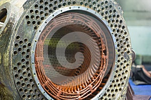 Stator of a big electric motor photo