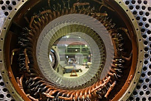 Stator of a big electric motor photo
