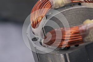 Stator of an electric motor close up