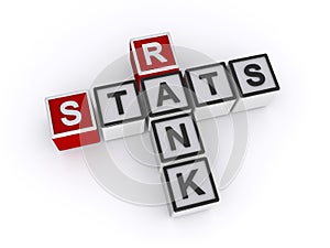 Stats rank word block on white