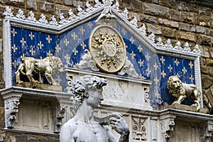 Statua del David and Palazzo Vecchio in Florence