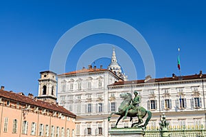 Statua equestre di Polluce monument in front of Royal Palace Palazzo Reale