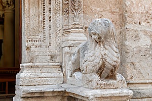 Statua of lione of Trinity Church called Mother Church of Manduria, Puglia, Italy