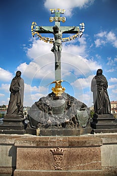 Statuary of the St. Cross with Calvary on the Charles Bridge Ka