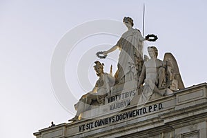 Statue above the Rua Augusta Arch in Lisbon