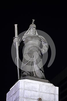 Statue of Admiral Yi Sun-sin night scene photo