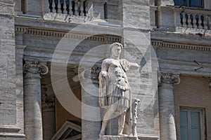 A statue that adorns the Piazza del Campidoglio in Rome, Senatorial Palace photo