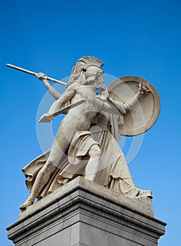 Statue against the blue sky