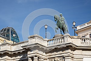 Statue of Albert in front of the Albertina Art Museum. Vienna