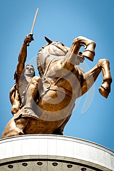 Statue of Alexander the Great in downtown of Skopje, Macedonia photo