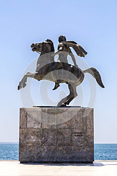 Statue of Alexander the Great of Macedon on the coast of Thessaloniki, Gr