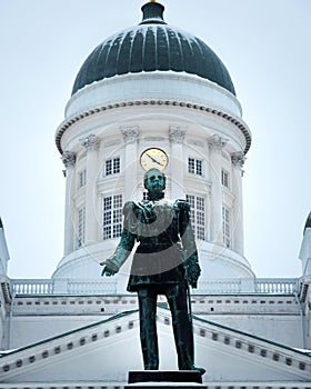 Statue of Alexander II with Tuomiokirkko Cathedral in background