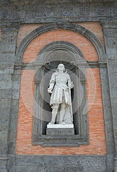 Statue of Alfonso V d`Aragona on the facade of Royal Palace in N