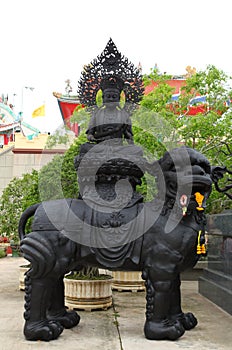 Statue of alloy Kuan Im at China Sean temple ,Thai