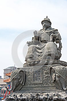 Statue of Altan Khan (Alatan Khan) in the Dazhao Lamasery. a famous historic site in Hohhot, Inner Mongolia, China.