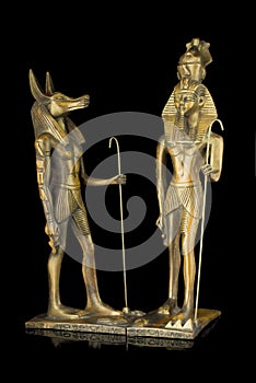 Statue of ancient Egyptian god Anubis in black