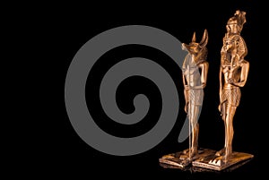 Statue of ancient Egyptian god Anubis in black