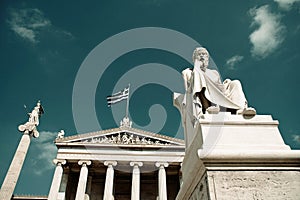 Statue of the ancient Greek philosopher Socrates in Athens